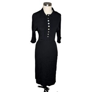 CHRISTY DAWN Deyko Midi Dress Black Button Upcycled Women's Size Small Boho Chic